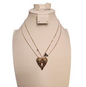 Betsey Johnson Goldtone Jeweled Angel Wings Heart Pendant Necklace